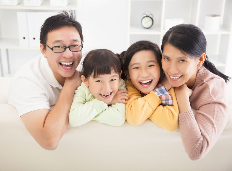 happy  family in the living room